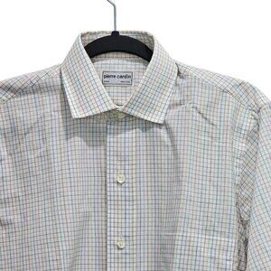 Pierre Cardin Mens Multicolor Checkered Button-Down Long Sleeve Shirt